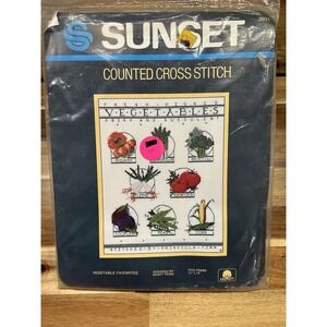 Sunset Counted Cross Stitch VEGETABLE FAVORITES 11"x14" Kit 2931 Vintage 1984